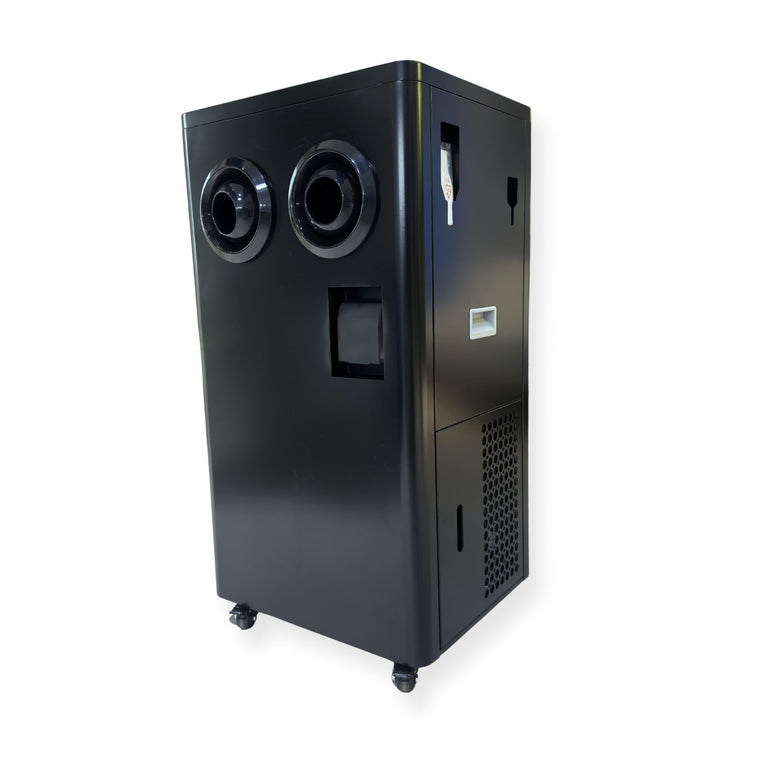 PAC15C 1.5HP dual outlet portable air conditioner, black, front view